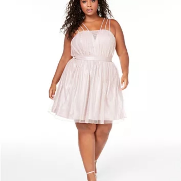 CITY STUDIO PLUS SIZE SHIMMER FIT AND FLARE DRESS - Picture 1 of 6